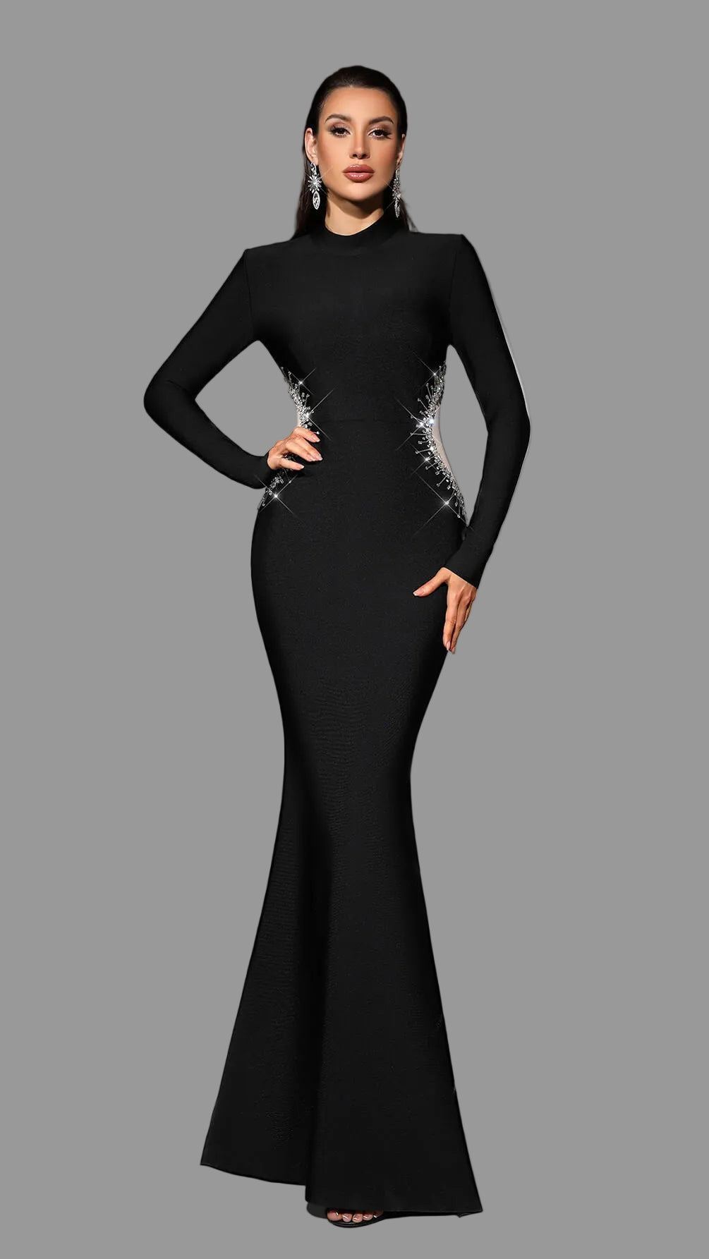 long sleeve bandage dress wholesaler Rhinestone Long-Sleeved fits size US 8 Color:M-Spa resort25drop2 4505 active halter neck