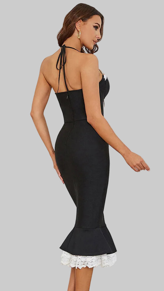 Halter Fish-Tail Midi Dress