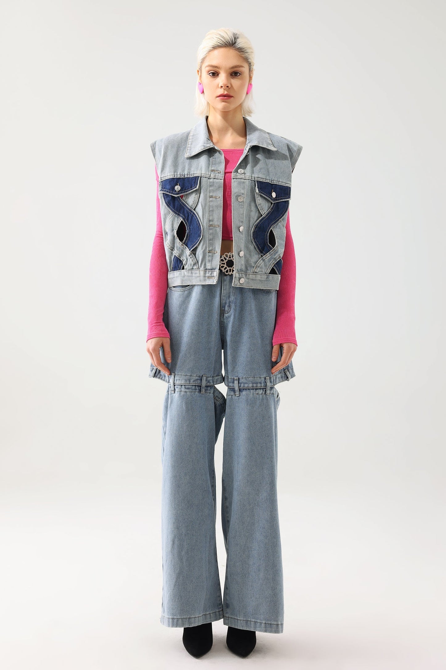 Gilet in denim con ritaglio Tihila