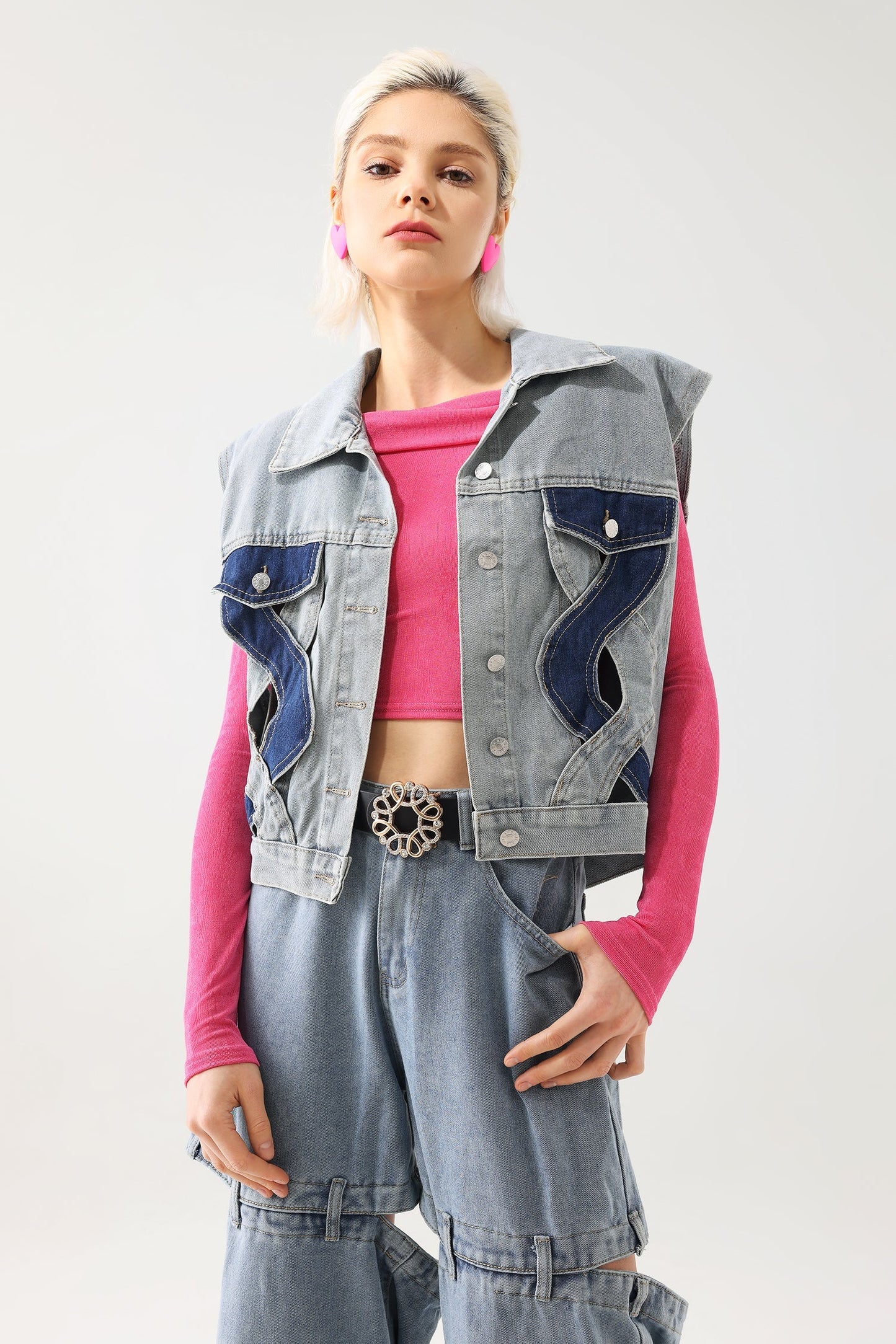 Gilet in denim con ritaglio Tihila