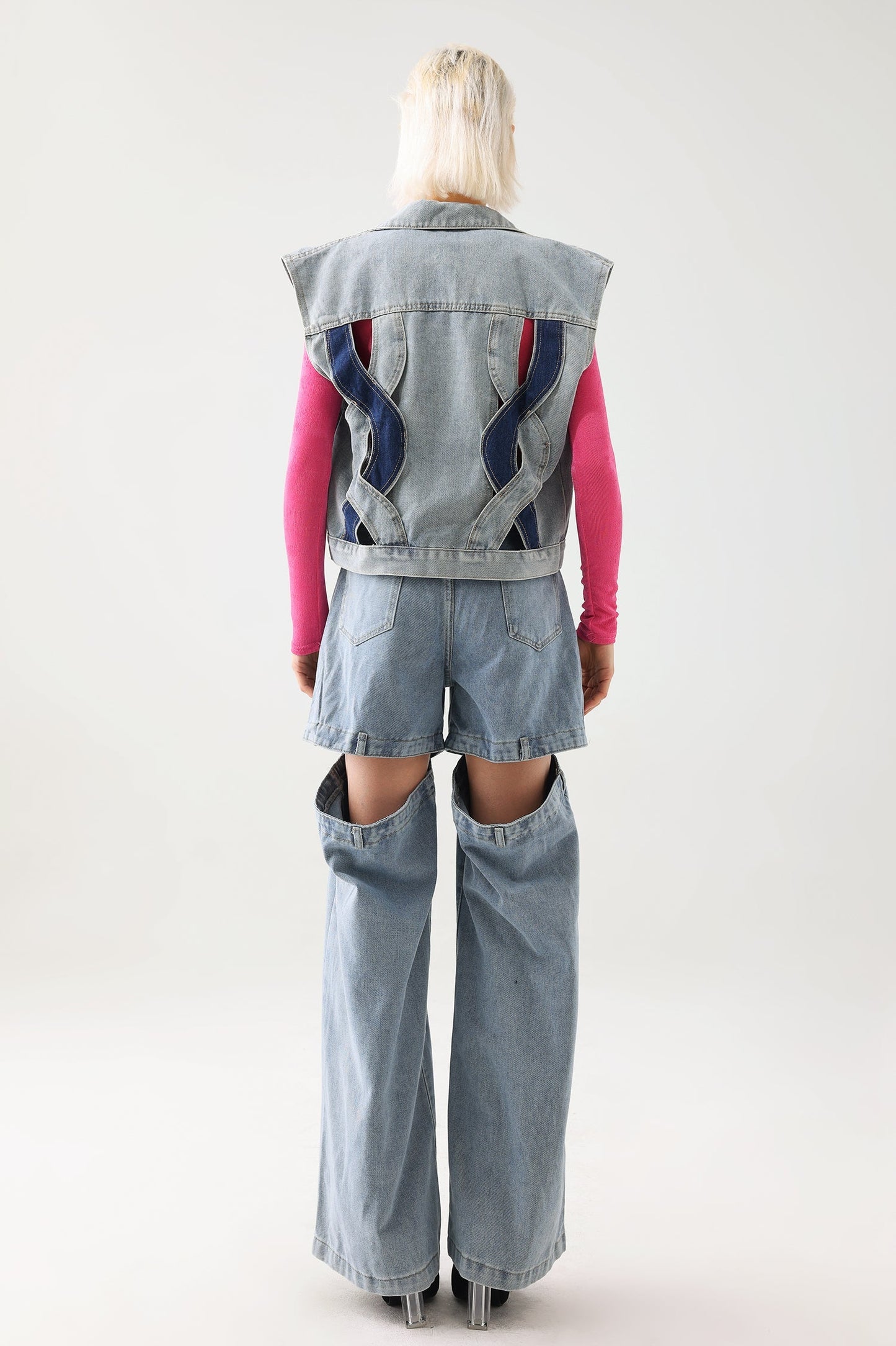 Gilet in denim con ritaglio Tihila