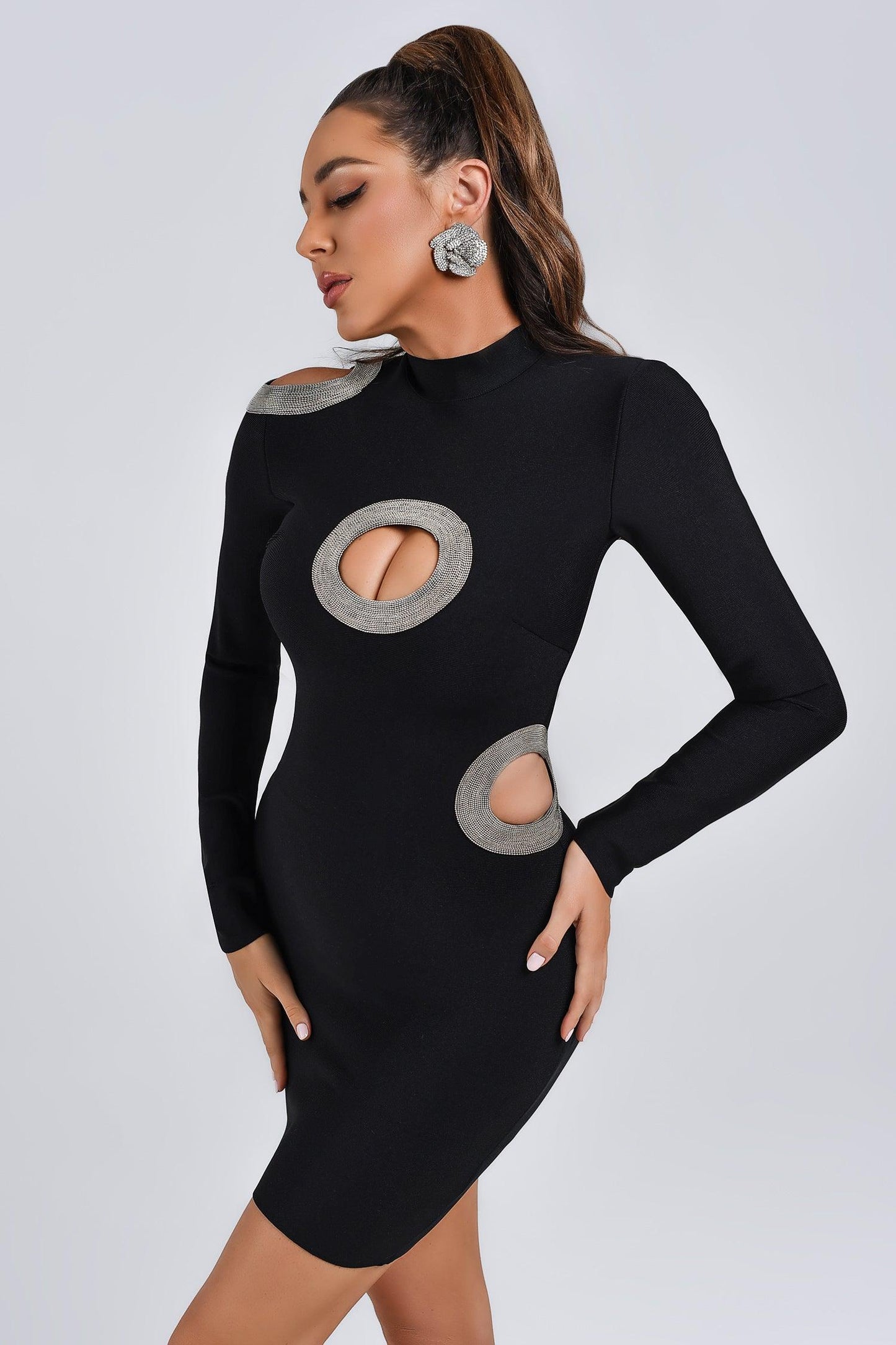 Shanice mini-bandagejurk met uitsnijding