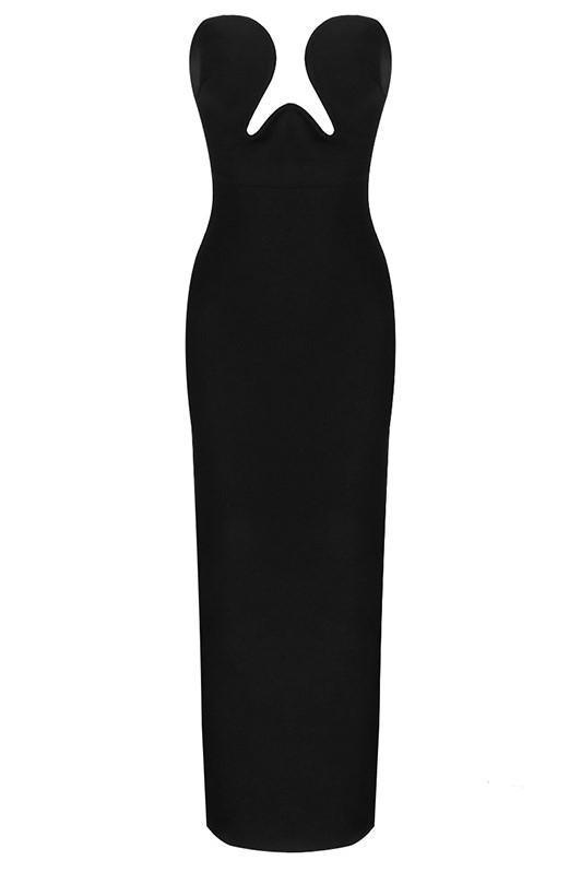 Theodora zwarte maxi bandagejurk