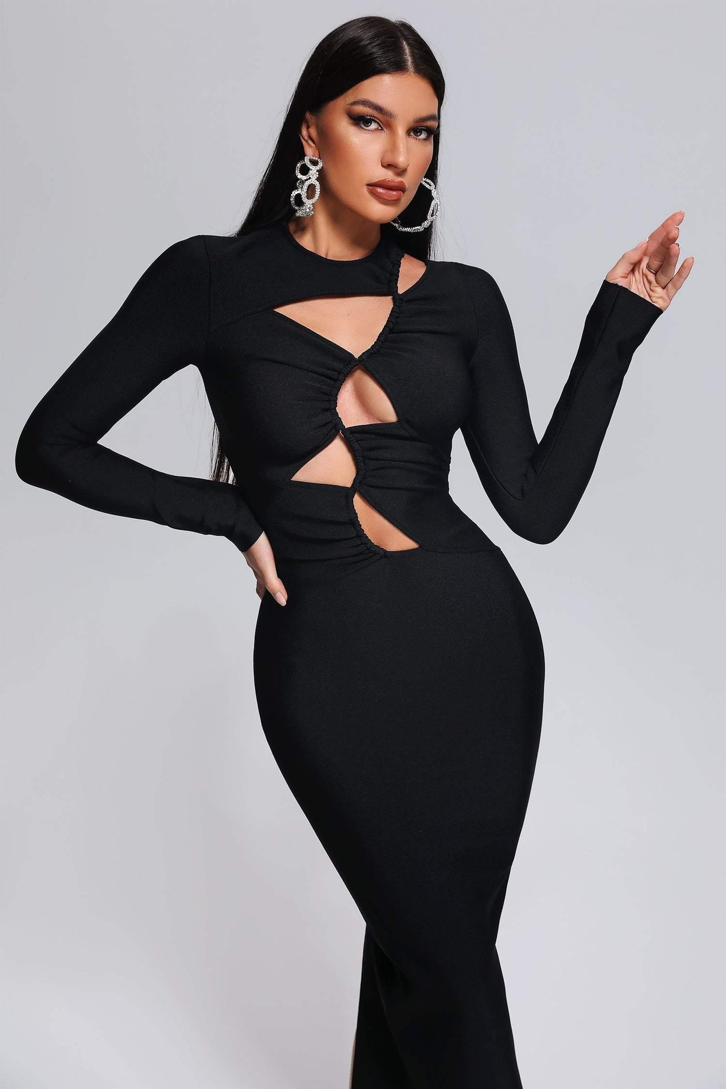 Zambezi uitgesneden midi bandagejurk