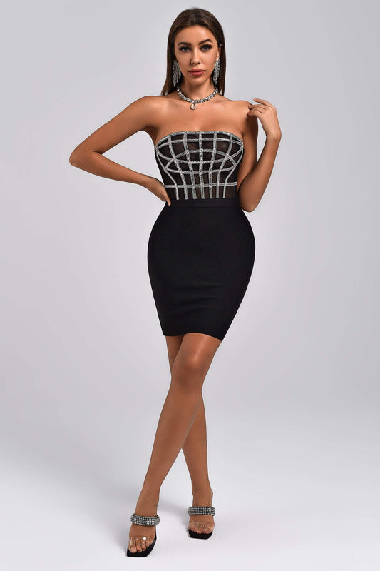 Liliya diamanten korset mini-bandagejurk