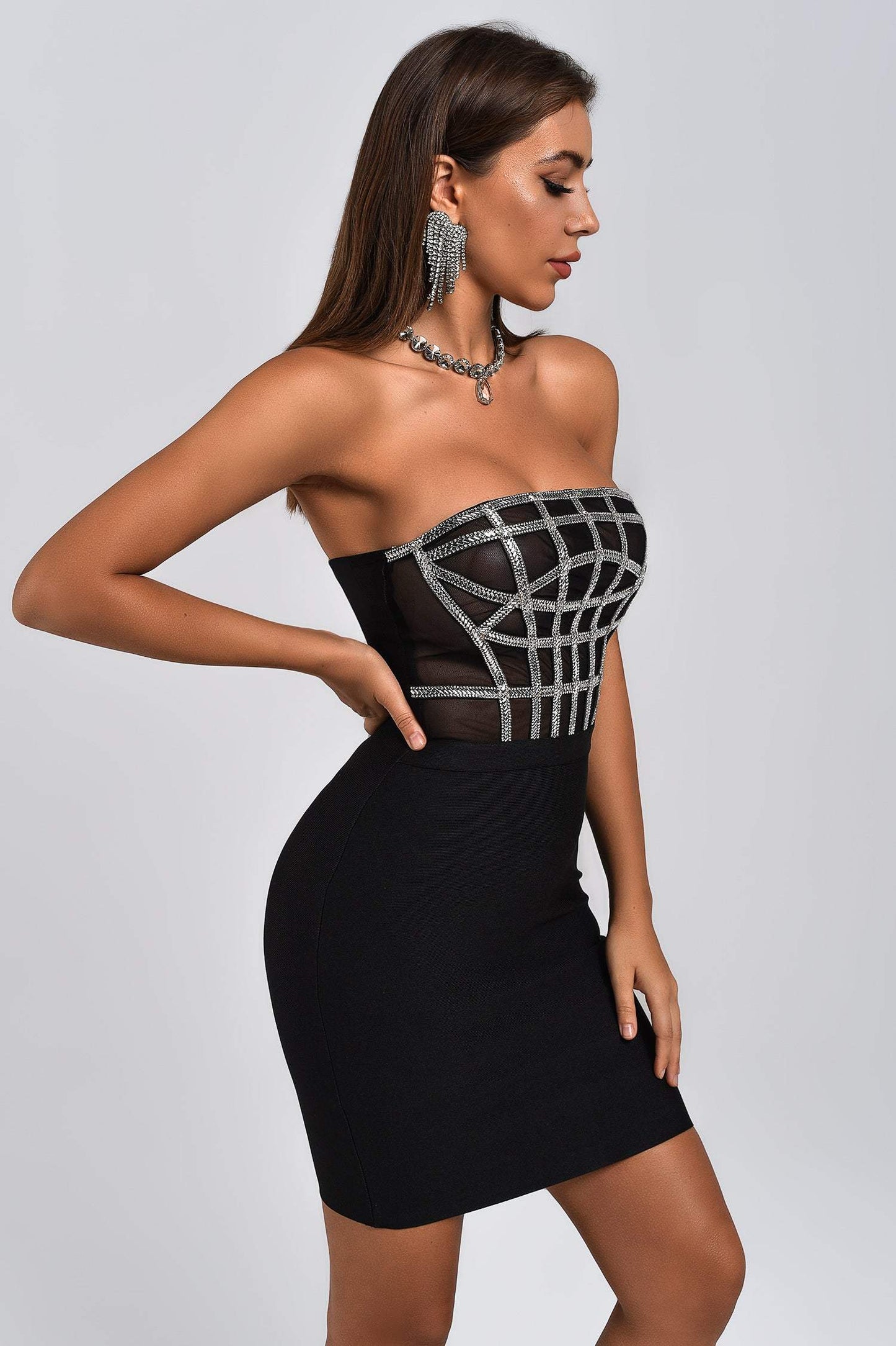 Mini abito a fascia con corsetto Liliya Diamondate