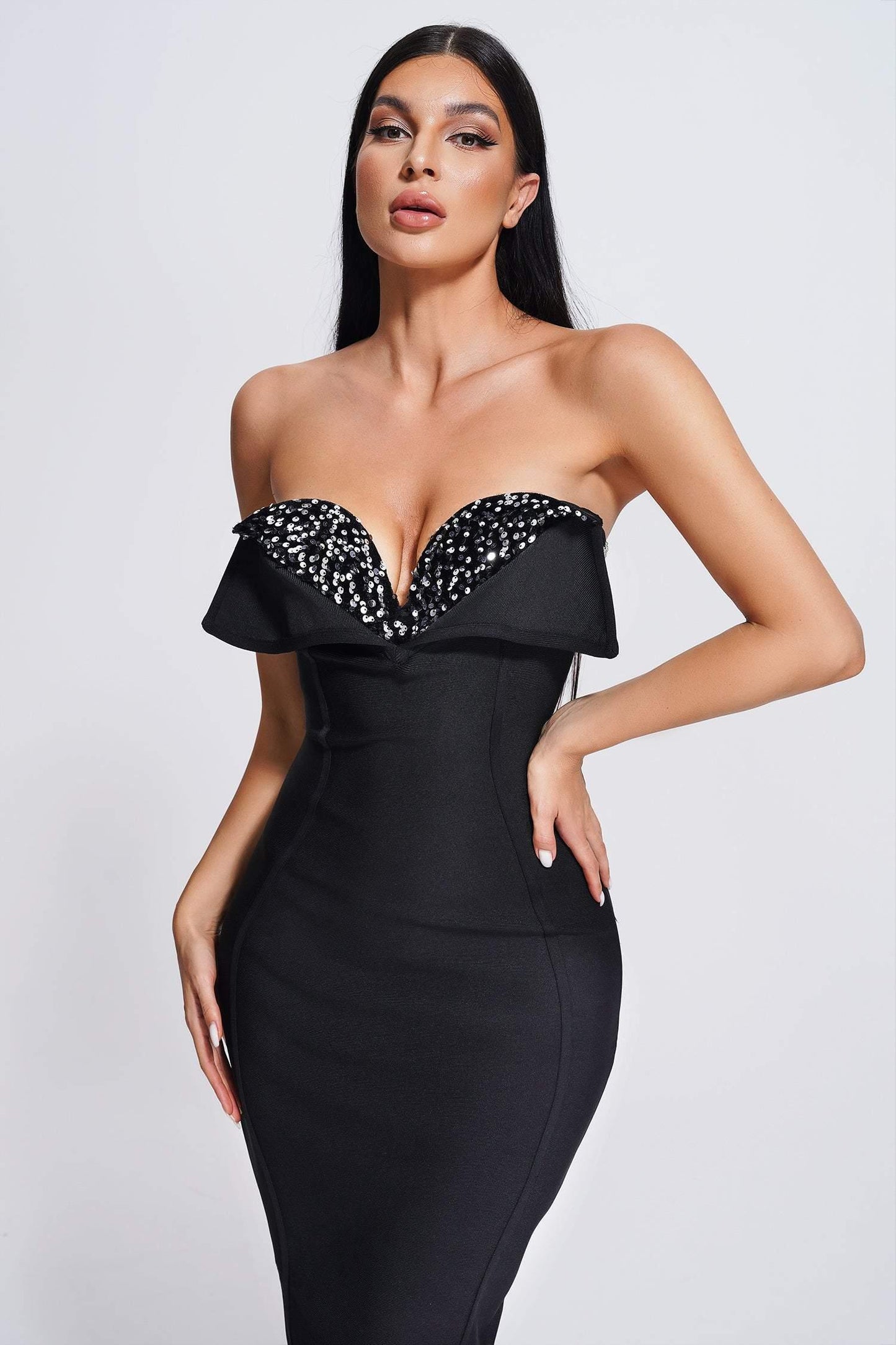 Dakana Sequin Midi Bandage Dress