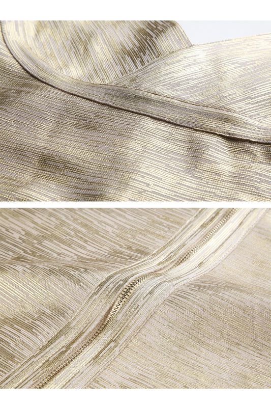 Maryam metallic gouden cocktailjurk