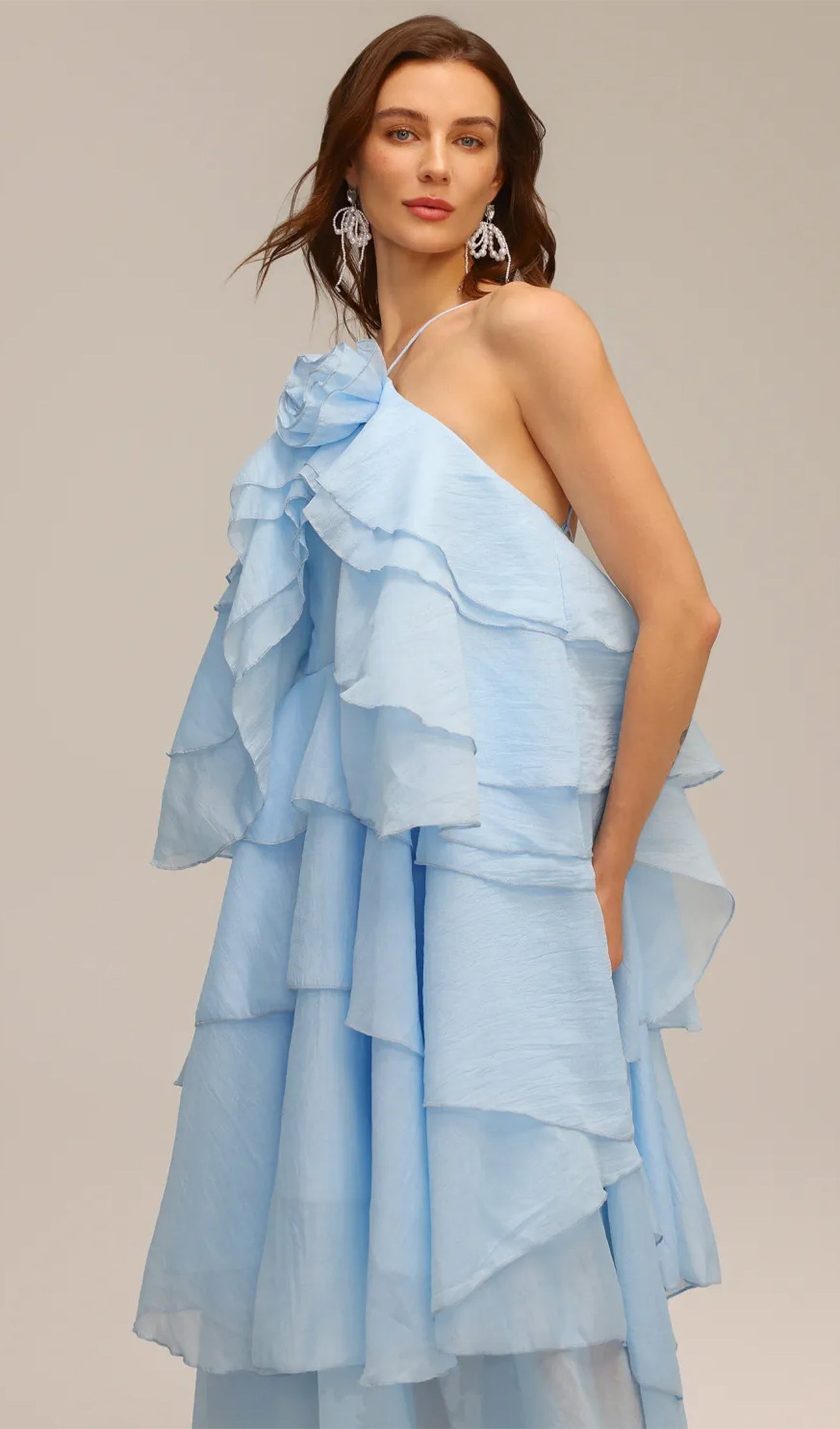 Halter Layered Maxi Dress Blue