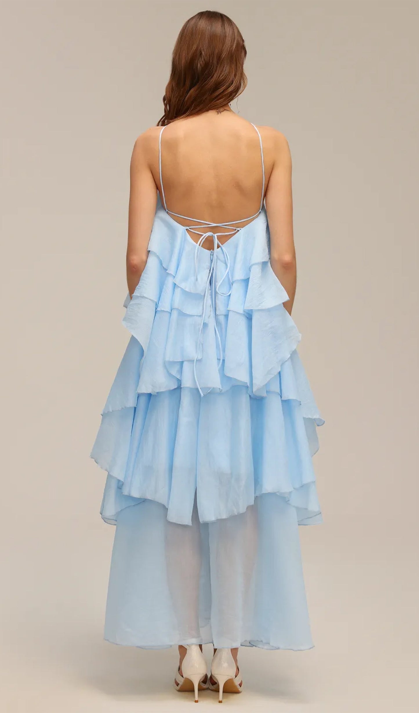 Halter Layered Maxi Dress Blue