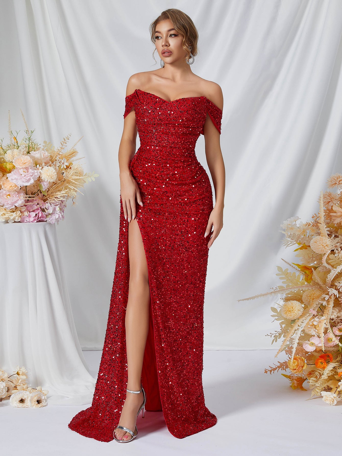 Sequined Fishtail Maxi Dress