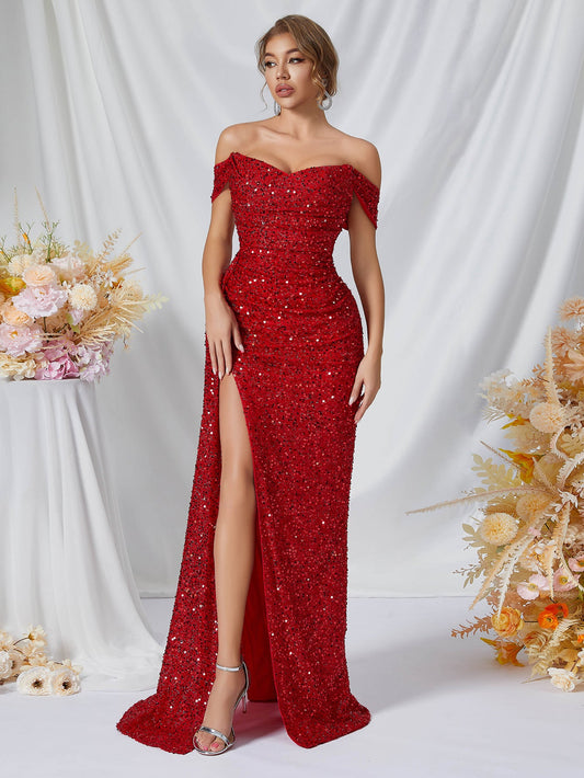 Sequined Fishtail Maxi Dress