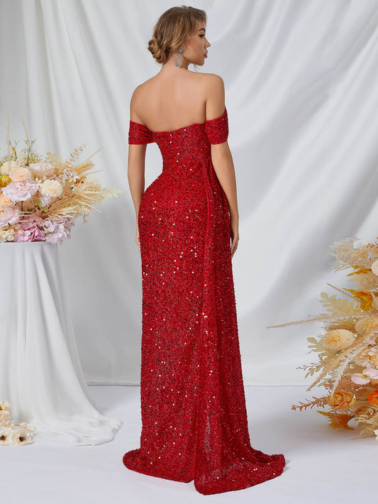 Sequined Fishtail Maxi Dress
