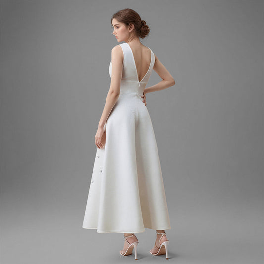 Halter Deep V  Long Dress
