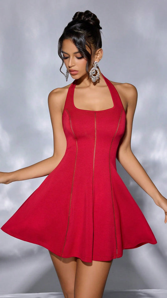 Halter-Neck Backless Mini Dress