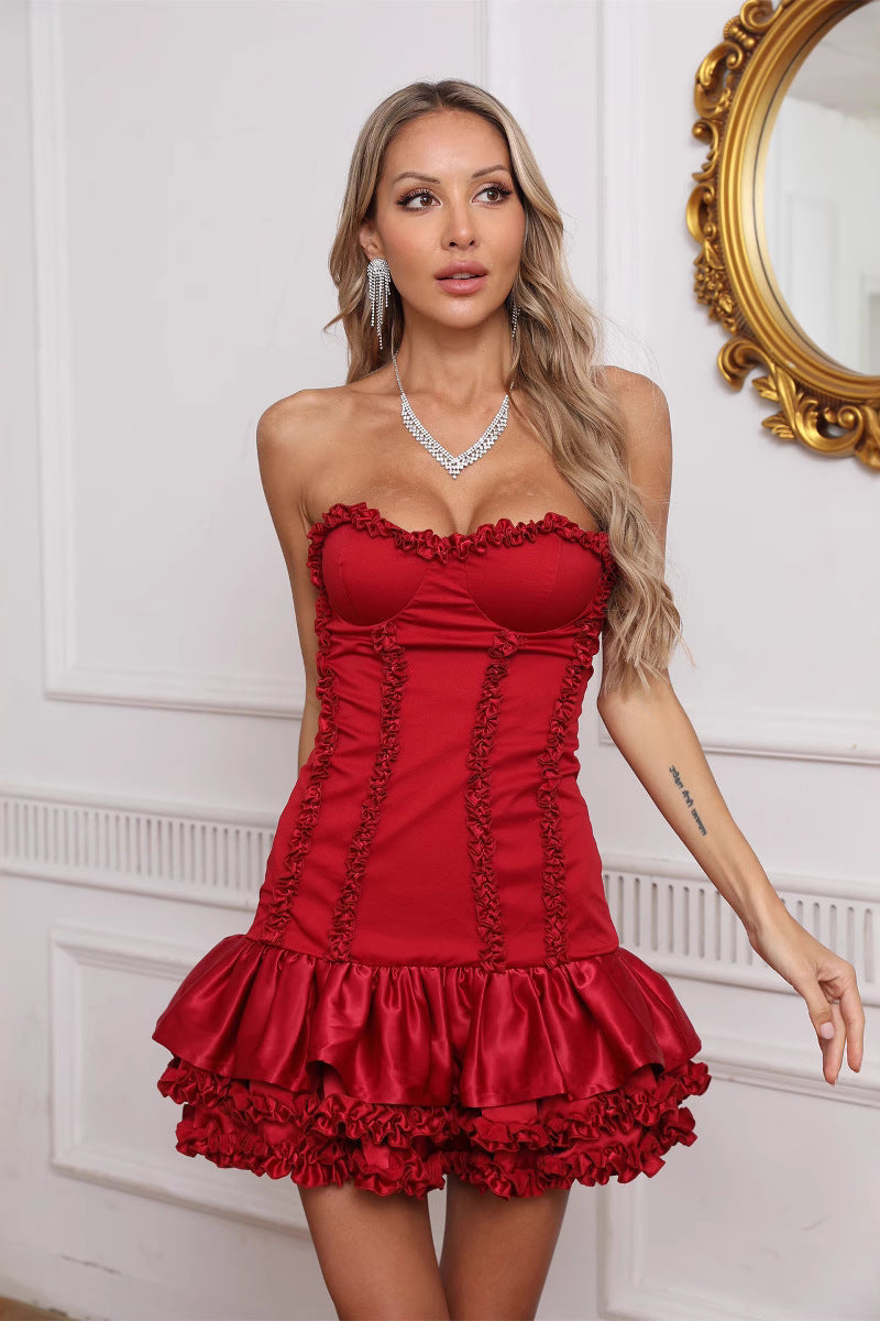 Strapless Ruffled Mini Dress