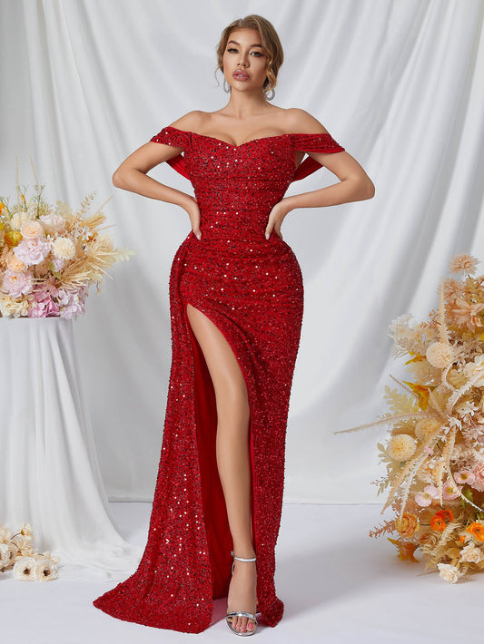 Sequined Fishtail Maxi Dress