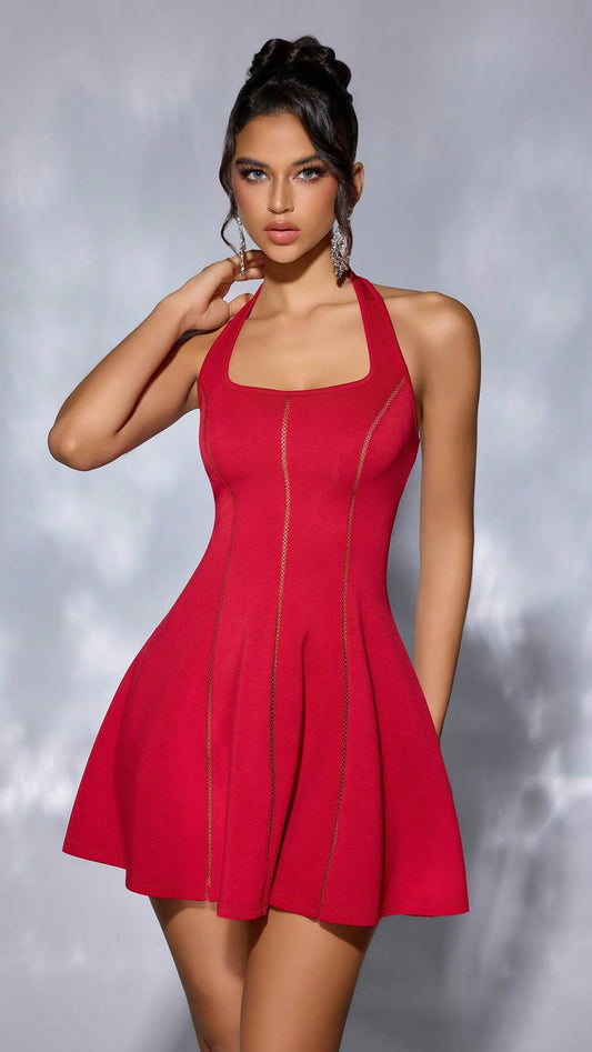 Halter-Neck Backless Mini Dress