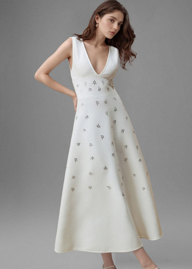 Halter Deep V  Long Dress