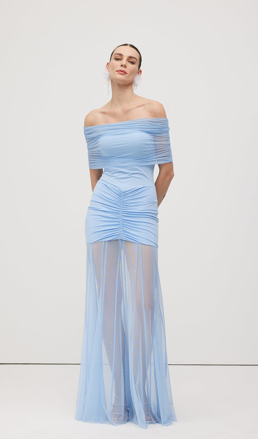 Slinky Off Shoulder Maxi Dress