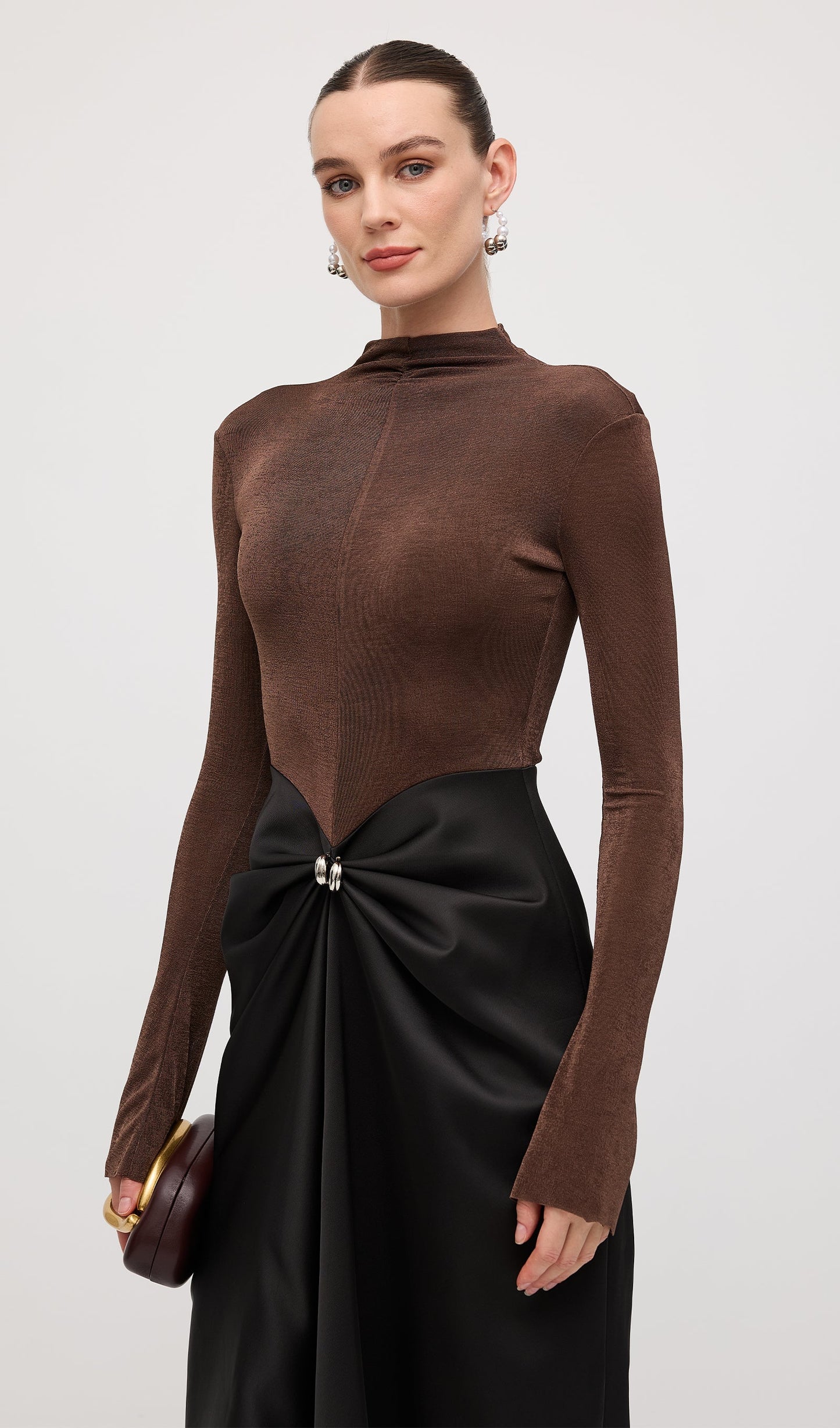 Asymmetrical Pleat Maxi Dress