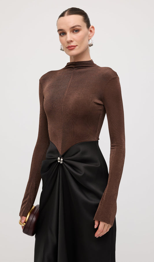 Asymmetrical Pleat Maxi Dress