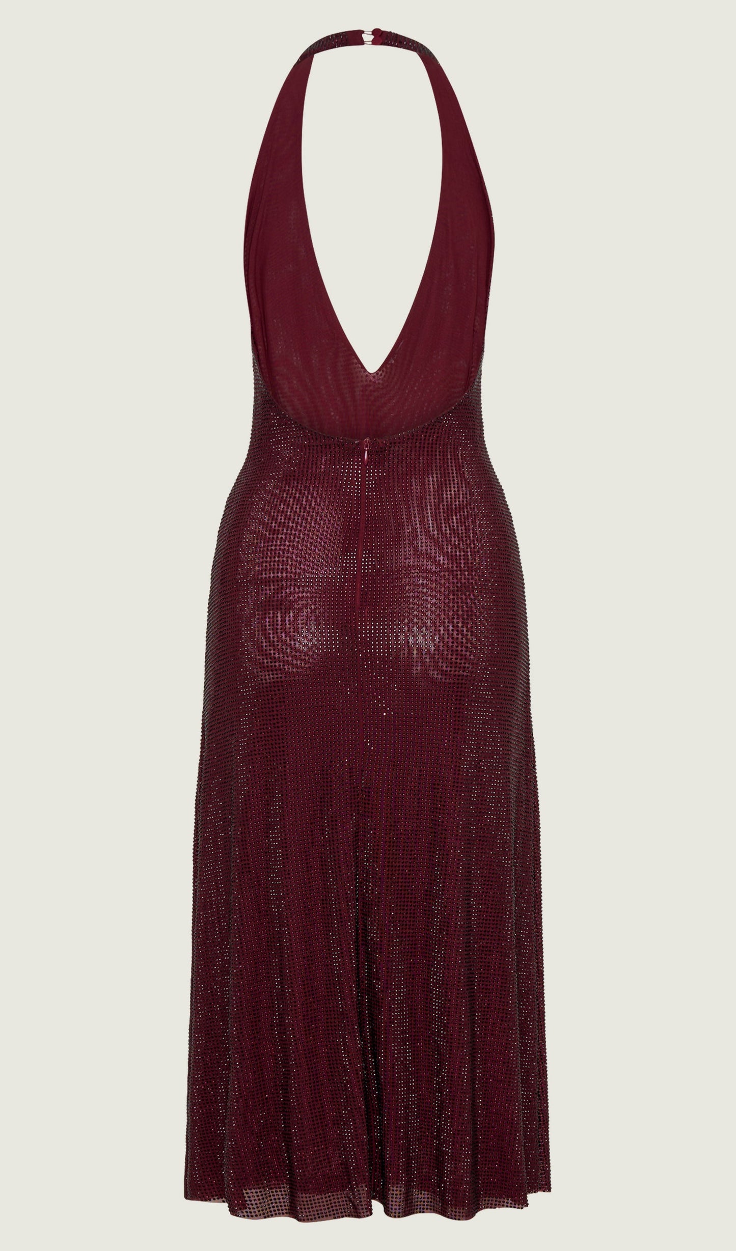 Diamante Halter Midi Dress - Mahogany