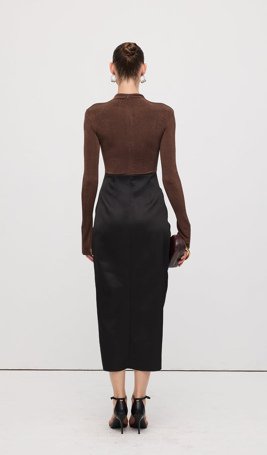 Asymmetrical Pleat Maxi Dress