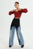 Pale Square-Cut Collar Sweater
