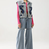 Tihila Cutout Denim Vest