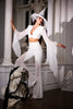 Kandiss Chiffon Flared Blazer Set - White