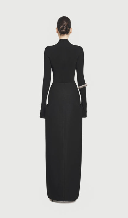 Asymmetrical Pleat Maxi Dress