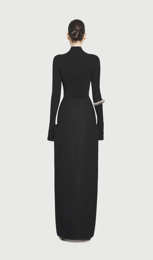 Asymmetrical Pleat Maxi Dress