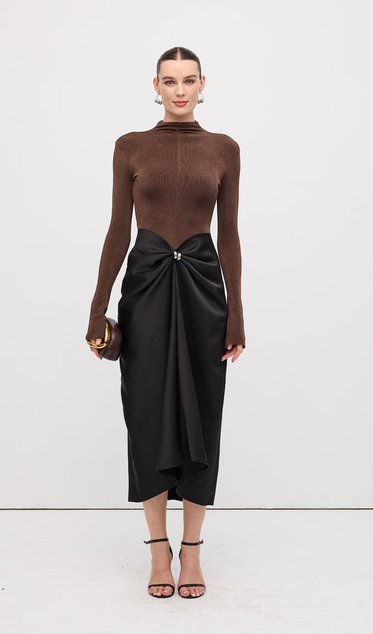 Asymmetrical Pleat Maxi Dress