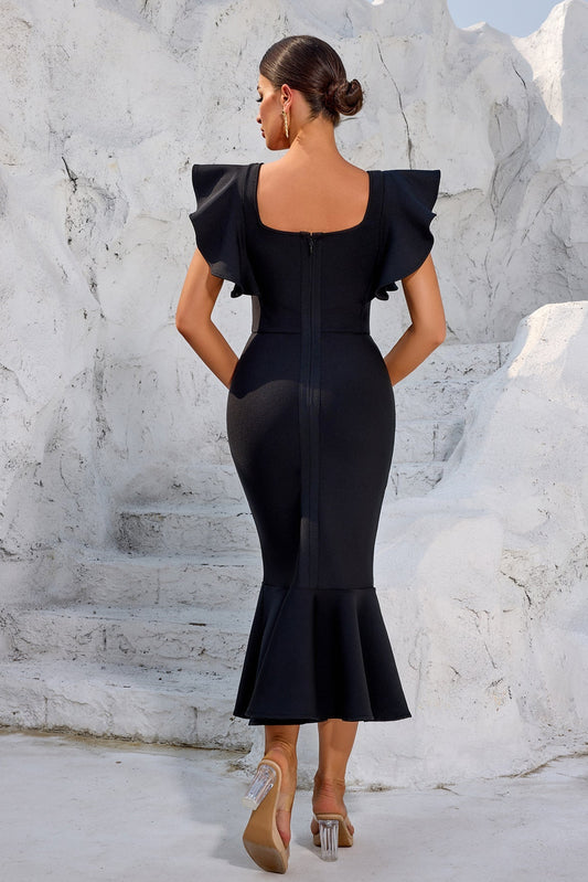 Butterfly Sleeve Midi Dress