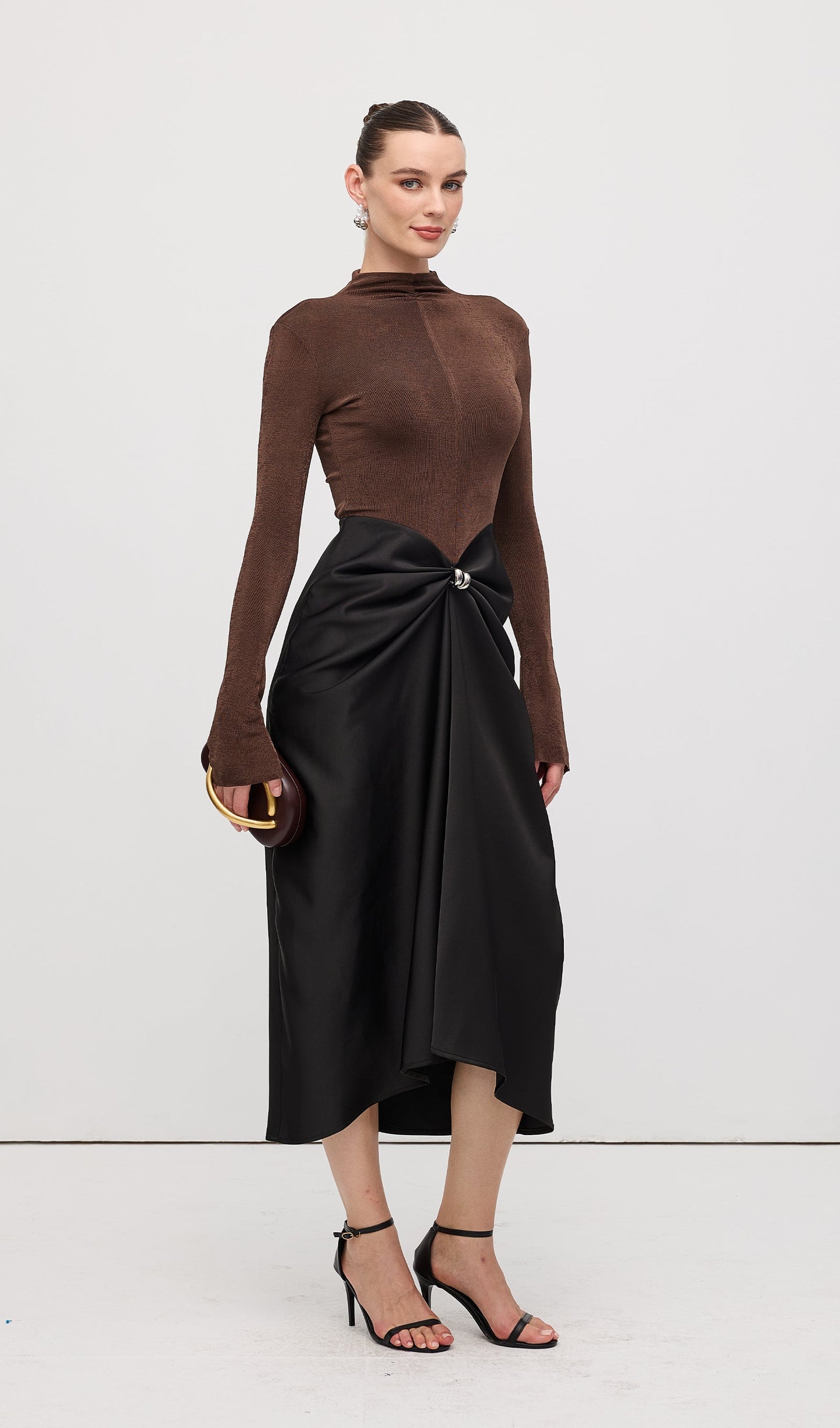 Asymmetrical Pleat Maxi Dress
