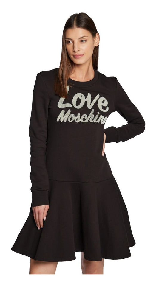 Love Moschino Chic Embossed Logo Cotton Blend Dress