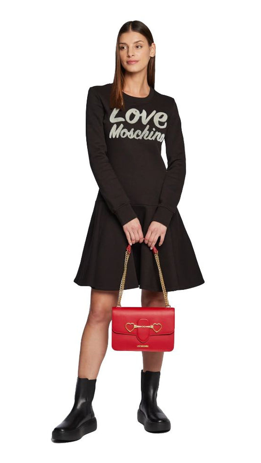 Love Moschino Chic Embossed Logo Cotton Blend Dress