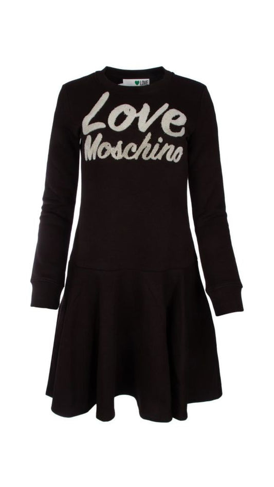 Love Moschino Chic Embossed Logo Cotton Blend Dress