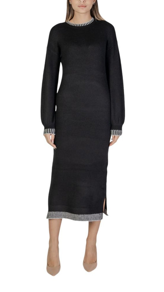 Vila Clothes Black Polyester Midi