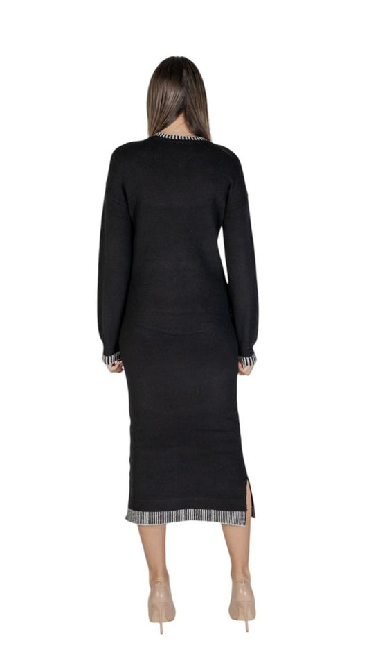 Vila Clothes Black Polyester Midi