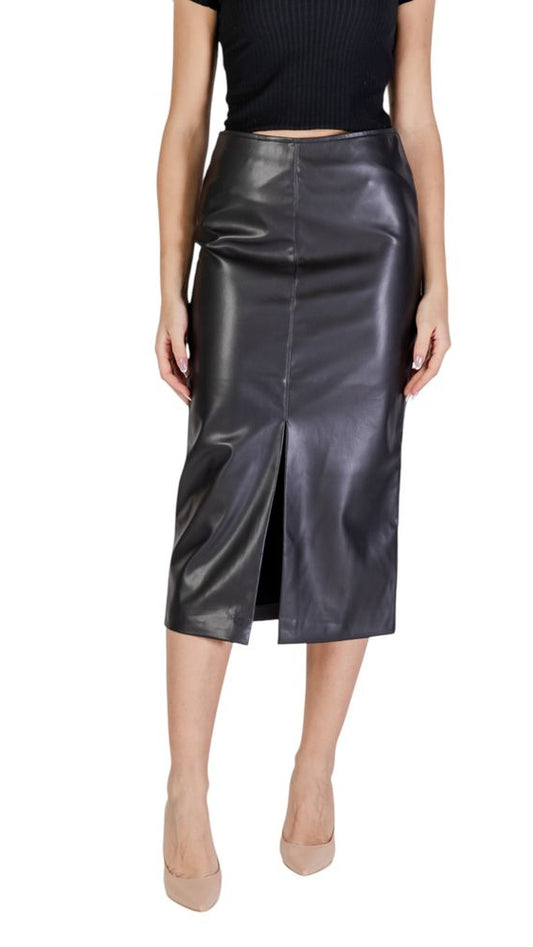 ICHI Black Polyester Skirt
