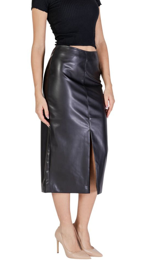 ICHI Black Polyester Skirt