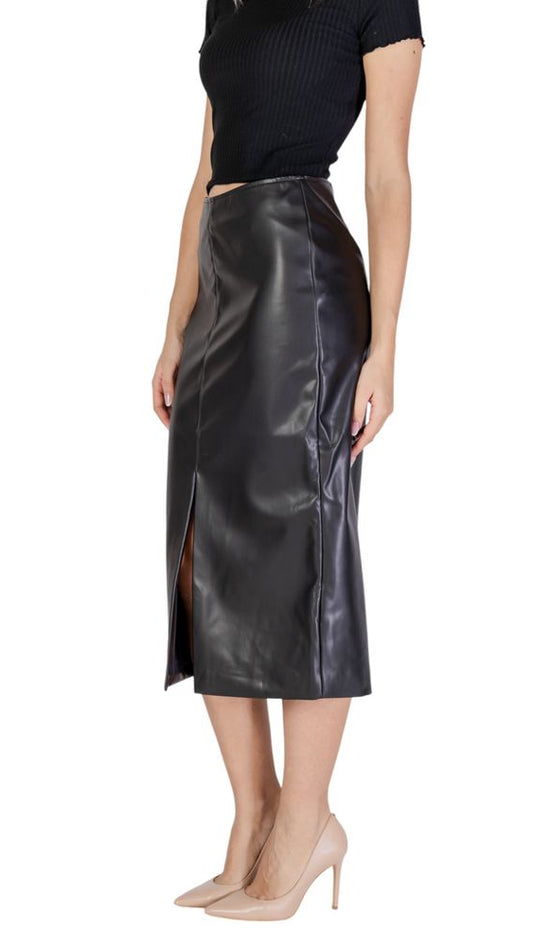 ICHI Black Polyester Skirt