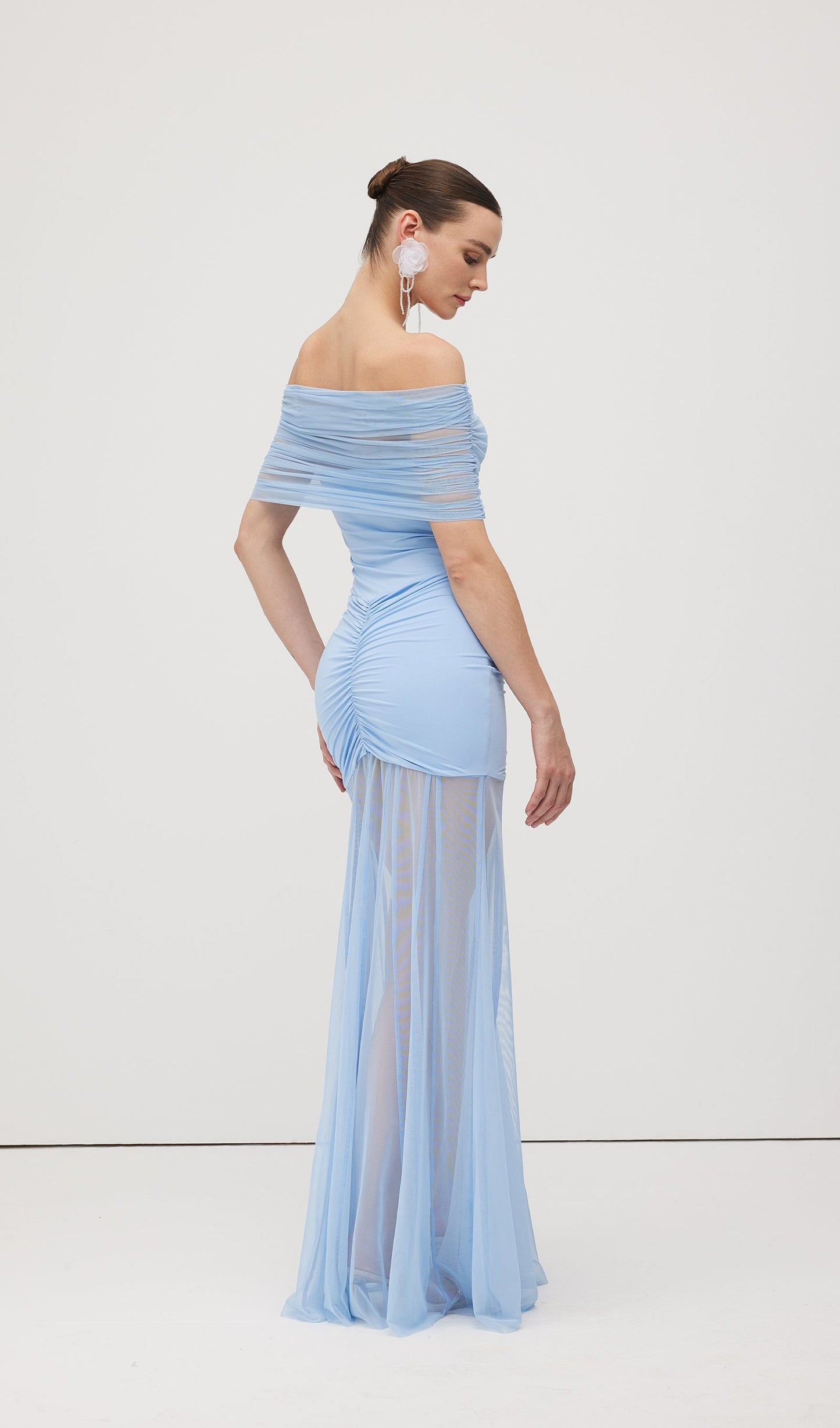 Slinky Off Shoulder Maxi Dress