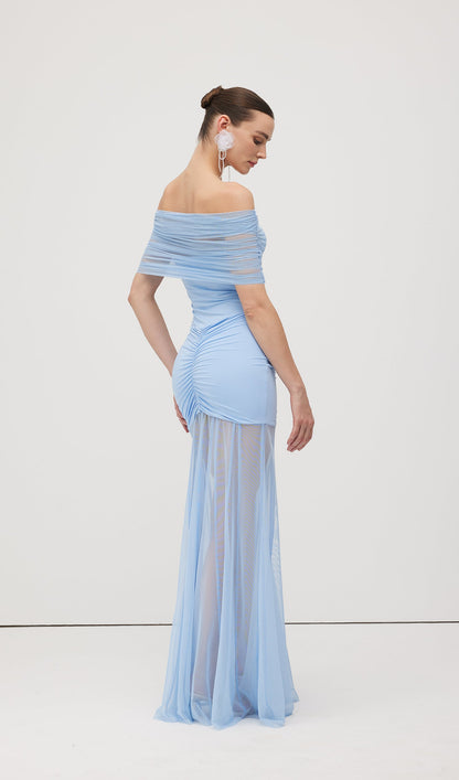 Slinky Off Shoulder Maxi Dress
