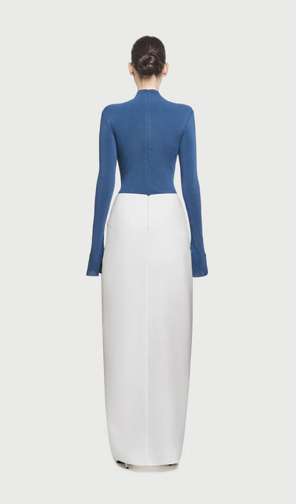Asymmetrical Pleat Maxi Dress