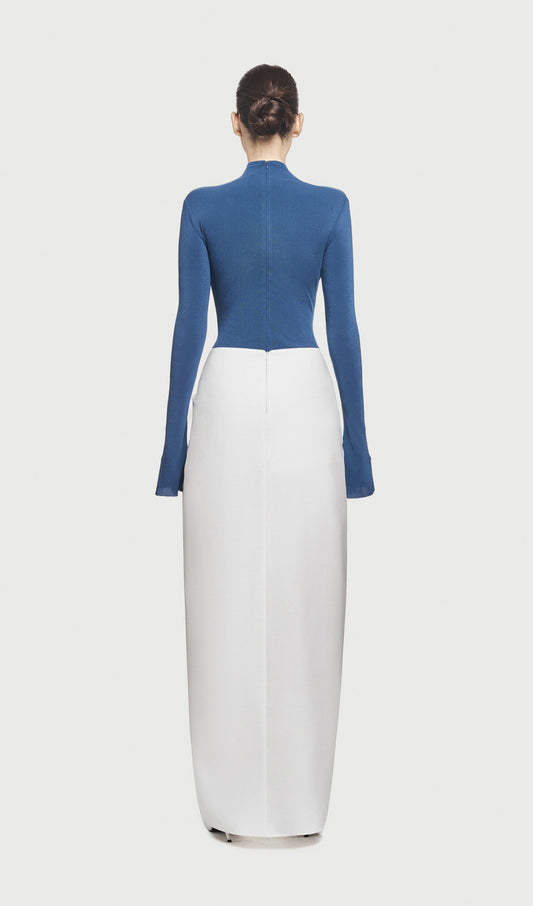 Asymmetrical Pleat Maxi Dress