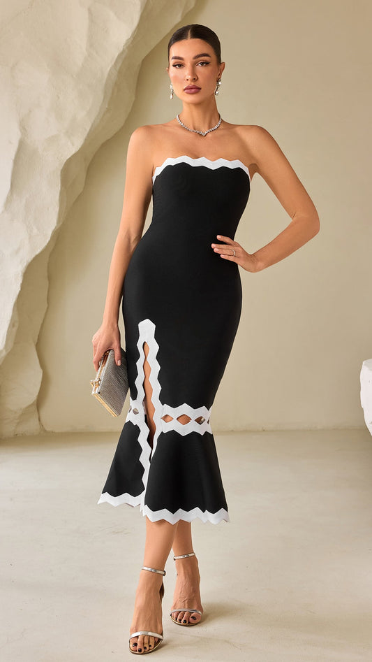 Hepburn Style Fishtail Slit Mini Dress