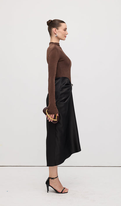 Asymmetrical Pleat Maxi Dress
